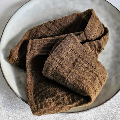 Lot de 2 serviettes de table gaze de coton ORIGIN - KAKI