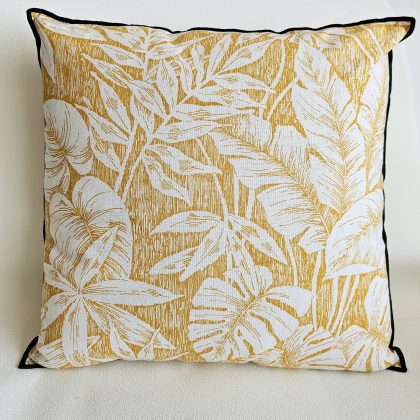Coussin carré imprimé LEAF - MOUTARDE