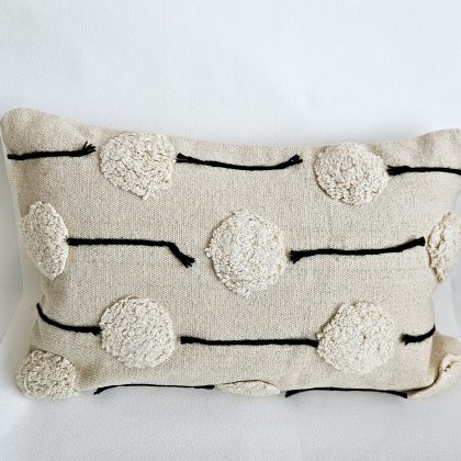 Housse de coussin tuftée en coton DOGON -Ecru