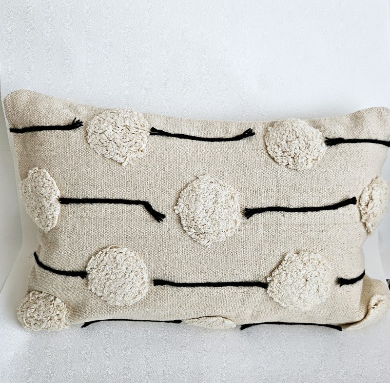 Housse de coussin tuftée en coton DOGON -Ecru