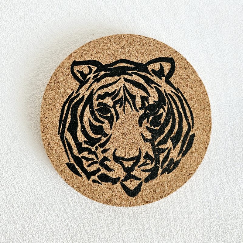 Lot de 6 dessous de verre en liège TIGER - NOIR