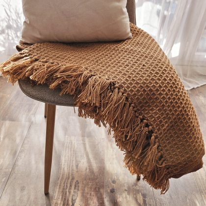 Plaid en fibres recyclées BEE - CAMEL