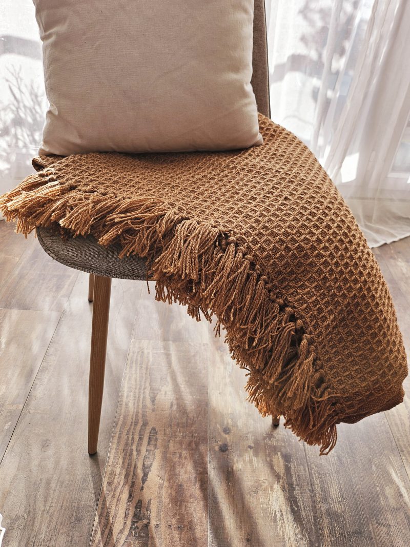 Plaid en fibres recyclées BEE - CAMEL