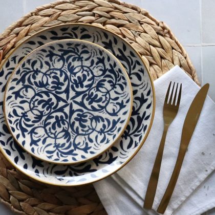 Assiette à dessert en grès Heraclée - BLEU
