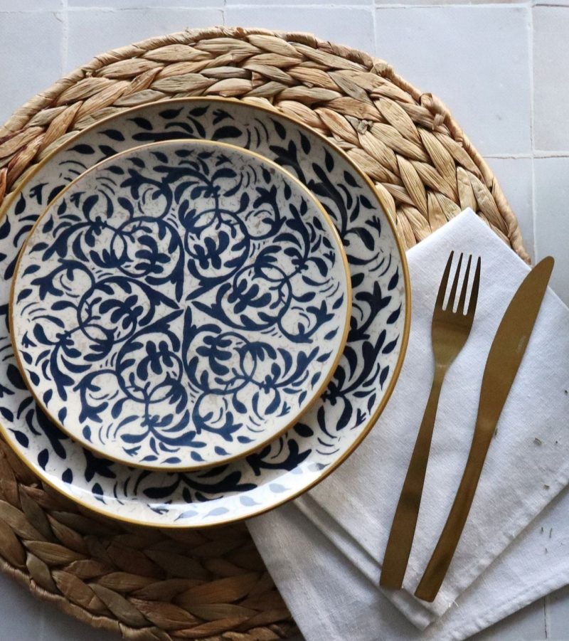 Assiette à dessert en grès Heraclée - BLEU