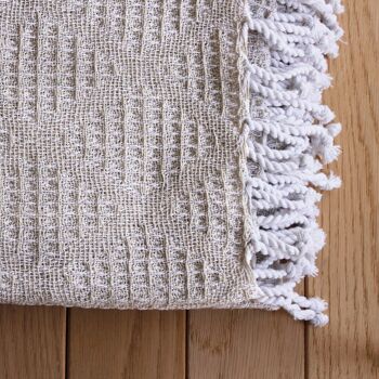 Plaid en coton recyclé SAND - ECRU CHINE