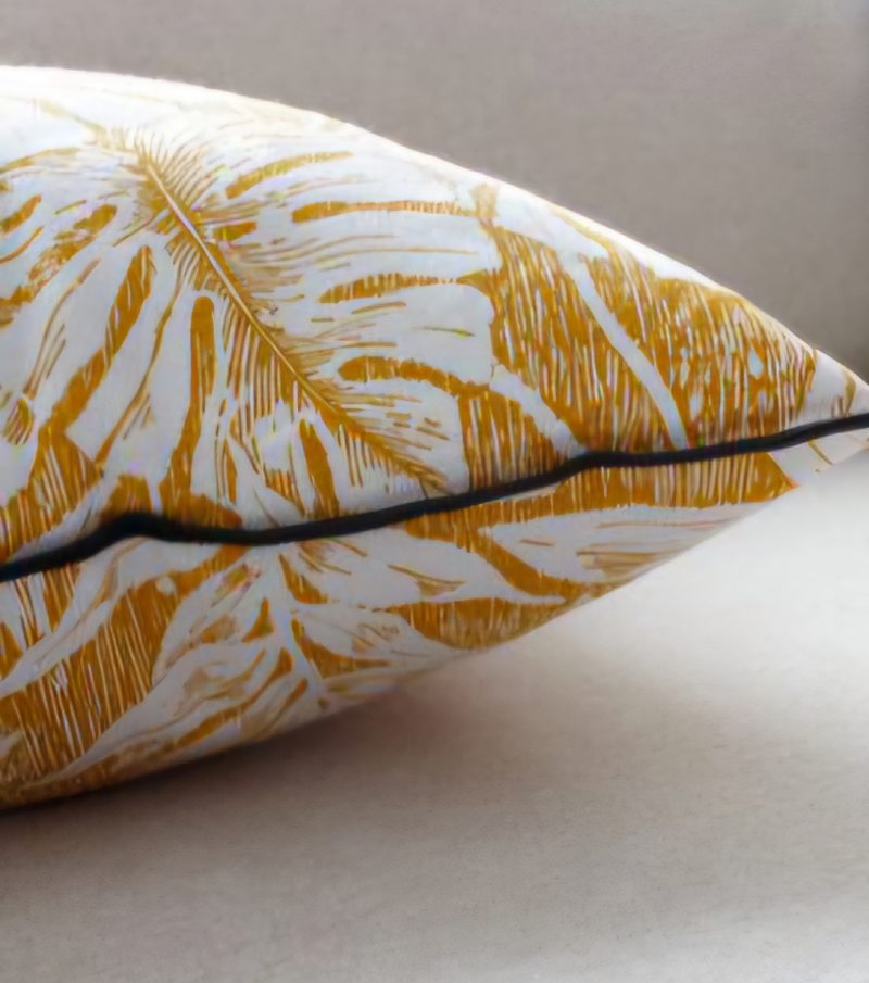 Coussin carré imprimé LEAF - MOUTARDE – Image 5