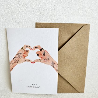 Carte de voeux en papier recyclé HANDS OF LOVE