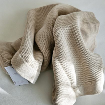 Couverture bébé en coton bio BOHEME - BEIGE