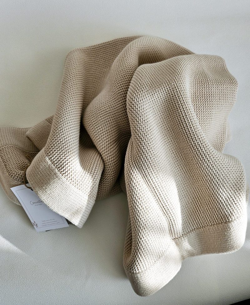 Couverture bébé en coton bio BOHEME - BEIGE