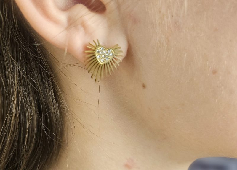 Boucle d'oreilles coeur et strass ROMY – Image 3