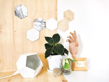 Lampe à poser en bois recylé EGG - BLANC